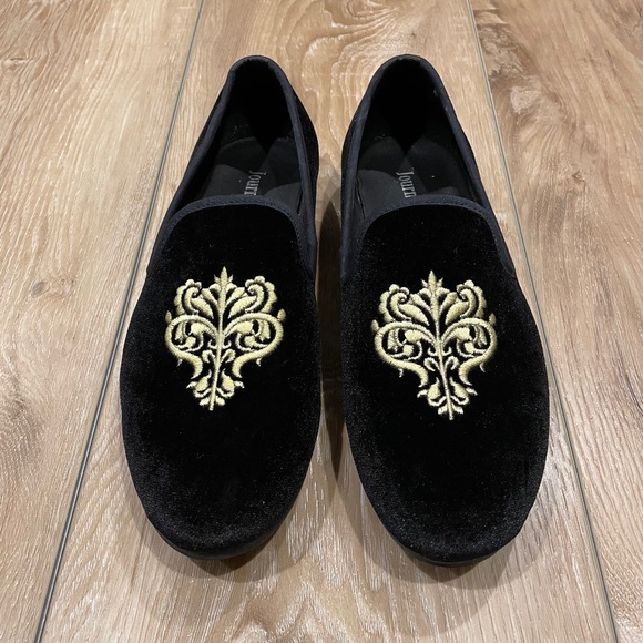 Journey West Men's Velvet Loafers Embroidery Slip-On Loafers Tuxedo Dress Shoes - Picture 1 of 11